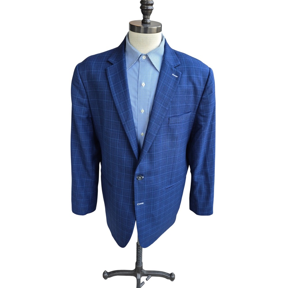 Hockerty Made to Measure Blue Plaid Blazer Sport Coat Two Button Side Vent 50 L
